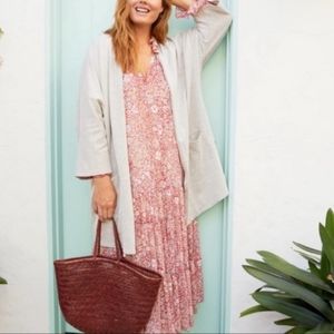 DONNI Cardigan Sweater Coat Open Ribbed Gray Boho Cozy Longline Fall Neutral